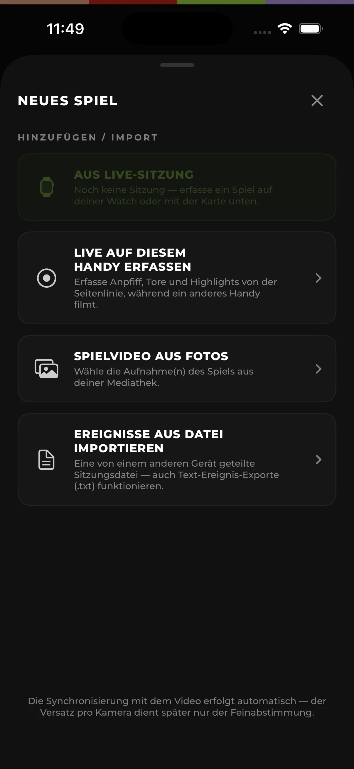 Import-Assistent: Neues Spiel anlegen